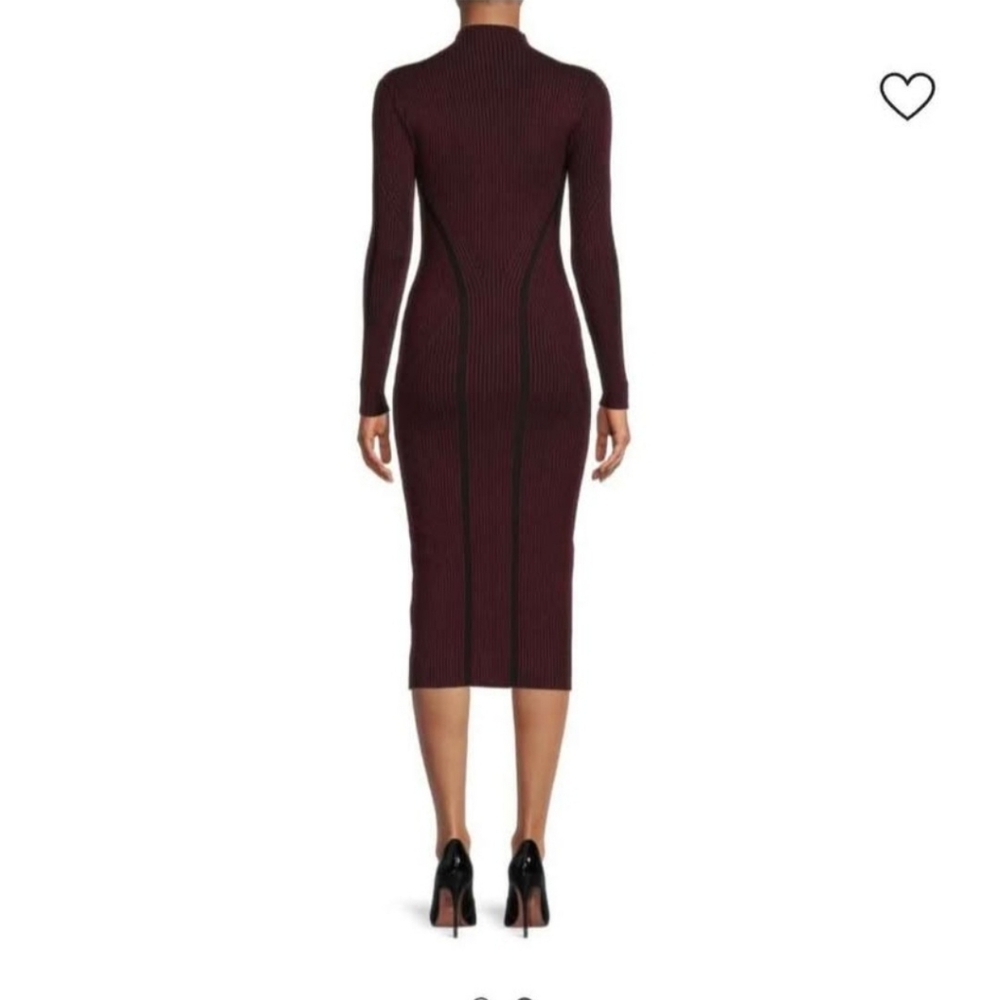 Berry Colored Ribbed Bodycon Dress - Picture 2 of 5